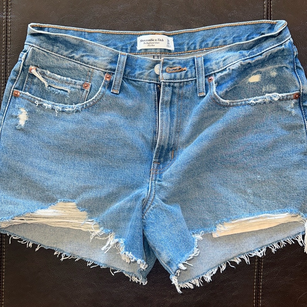 Abercrombie & Fitch Blue Distressed Jean Shorts